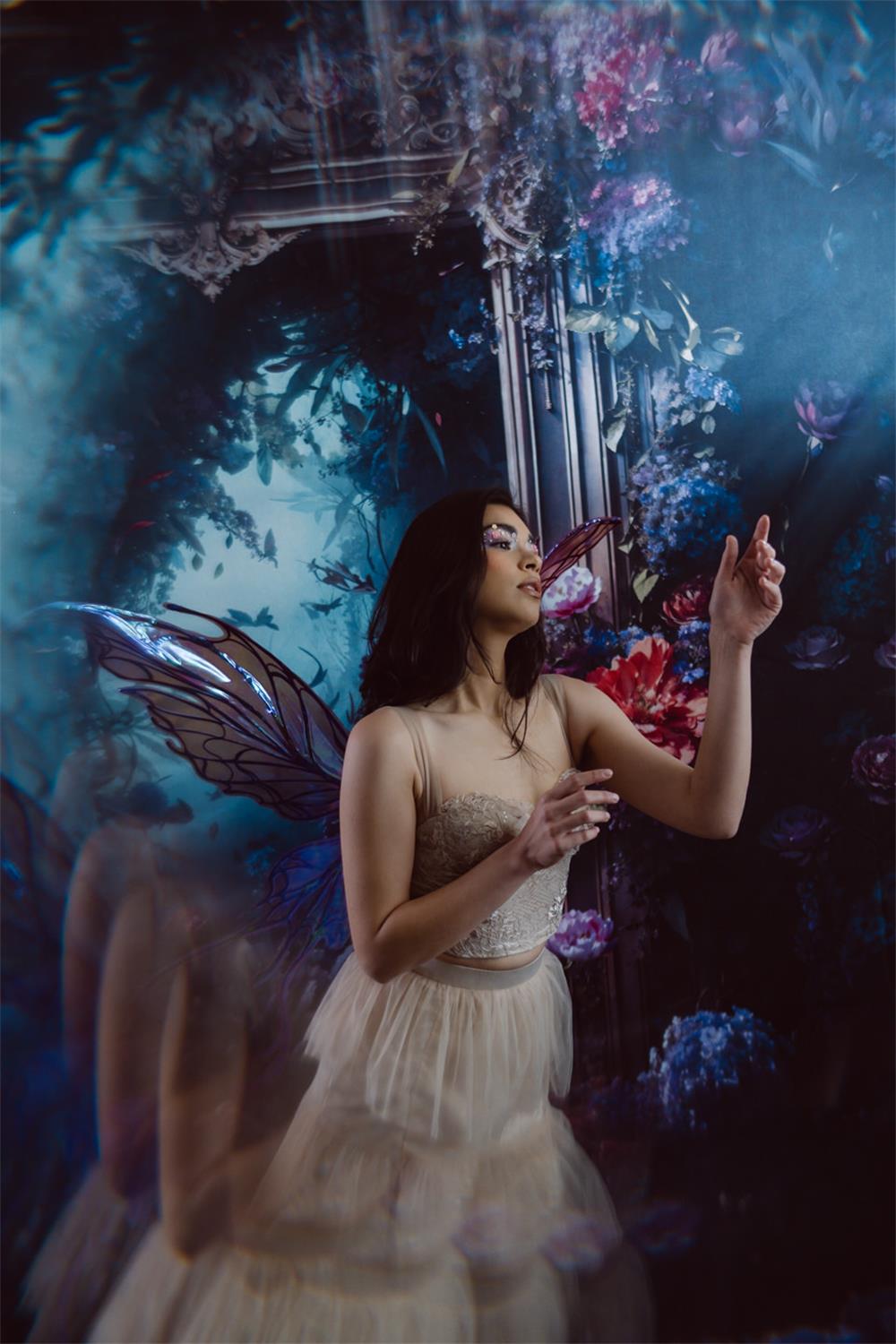 ⚡Blitzangebote #2-Kate Blauer Blumen-Spiegel Hintergrund - Kate Backdrop.de