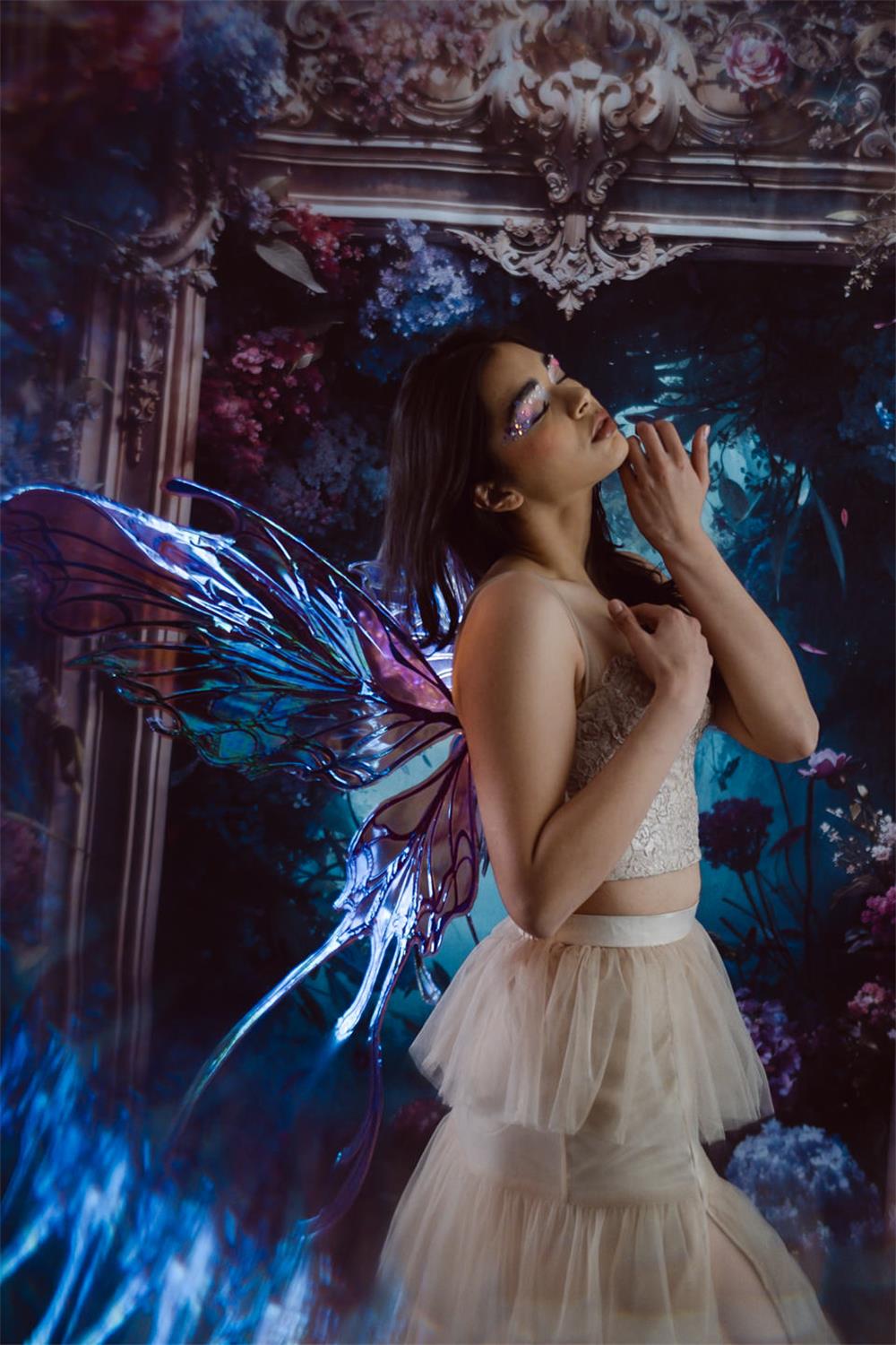 ⚡Blitzangebote #2-Kate Blauer Blumen-Spiegel Hintergrund - Kate Backdrop.de