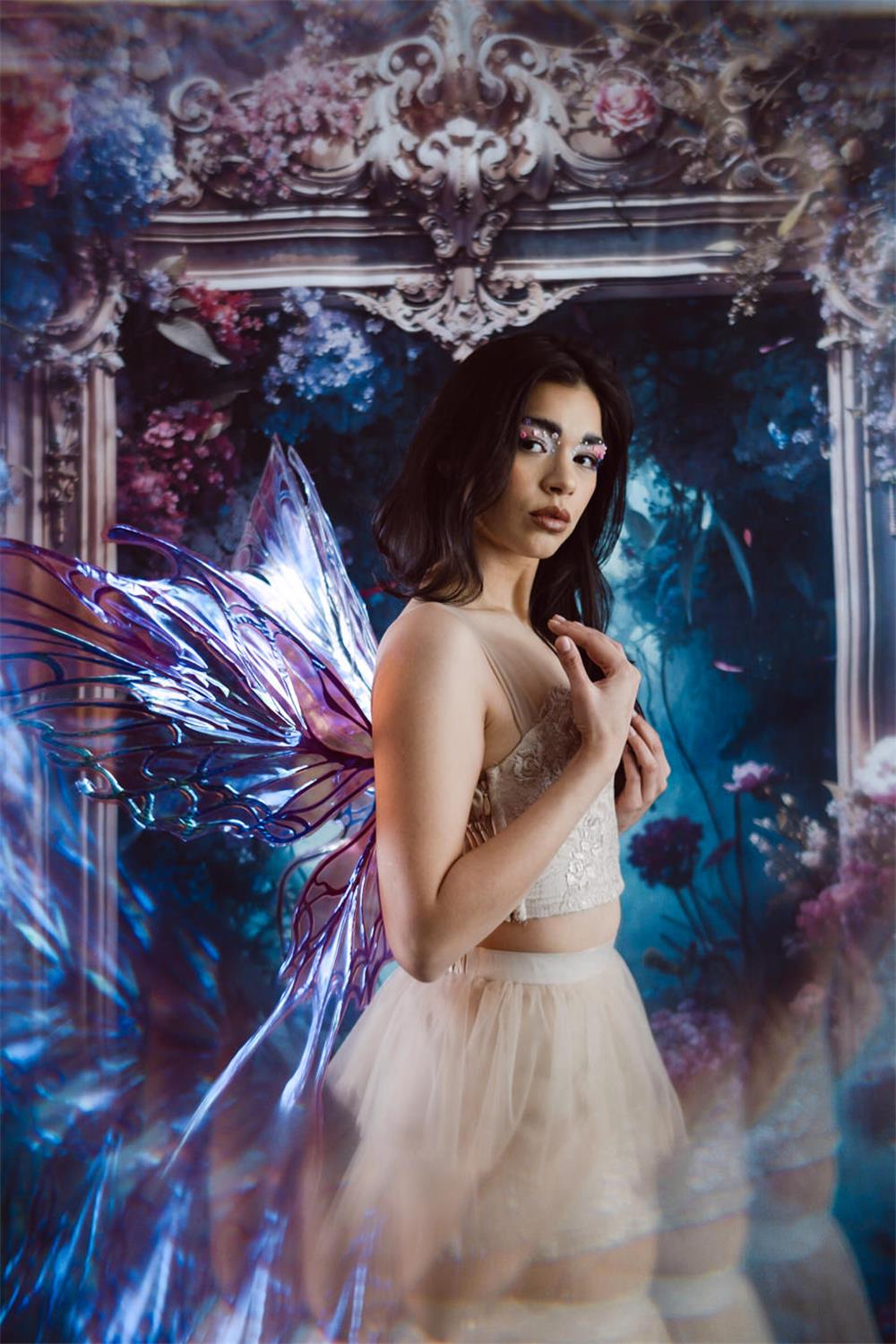 ⚡Blitzangebote #2-Kate Blauer Blumen-Spiegel Hintergrund - Kate Backdrop.de