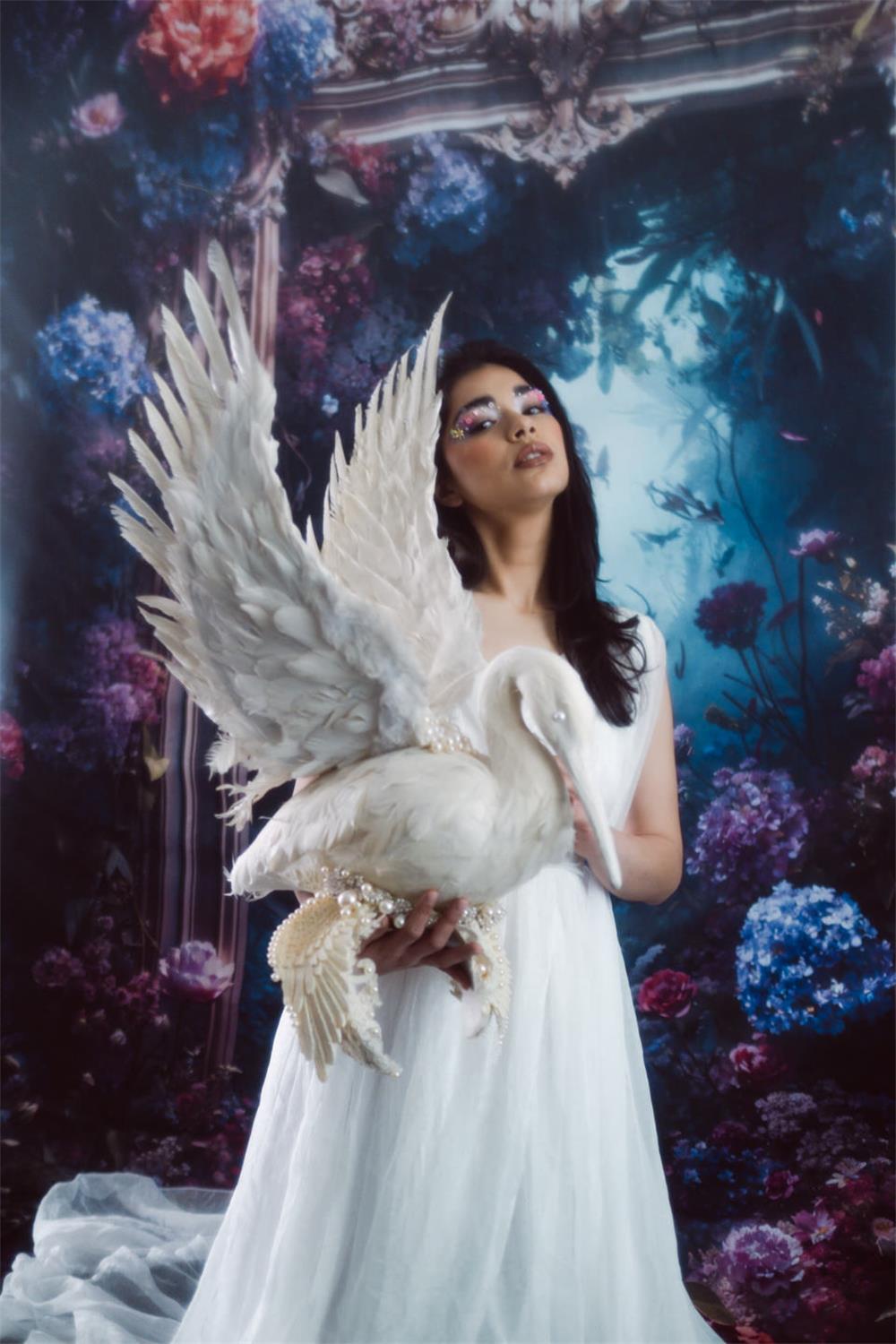 ⚡Blitzangebote #2-Kate Blauer Blumen-Spiegel Hintergrund - Kate Backdrop.de