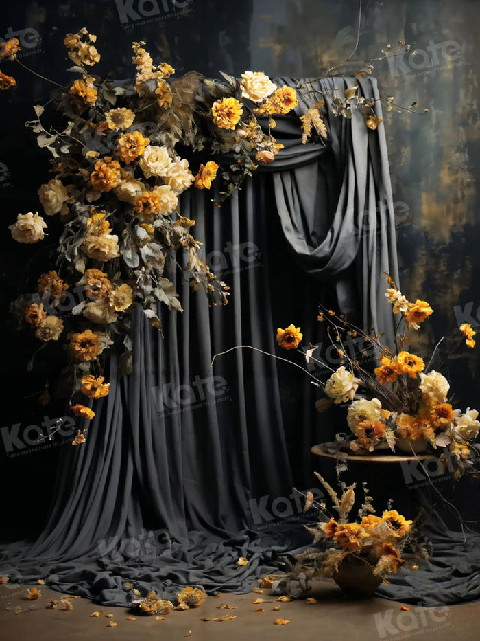 Kate Kunstvoller gelber Blumenvorhang als Hintergrund von Chain Photography