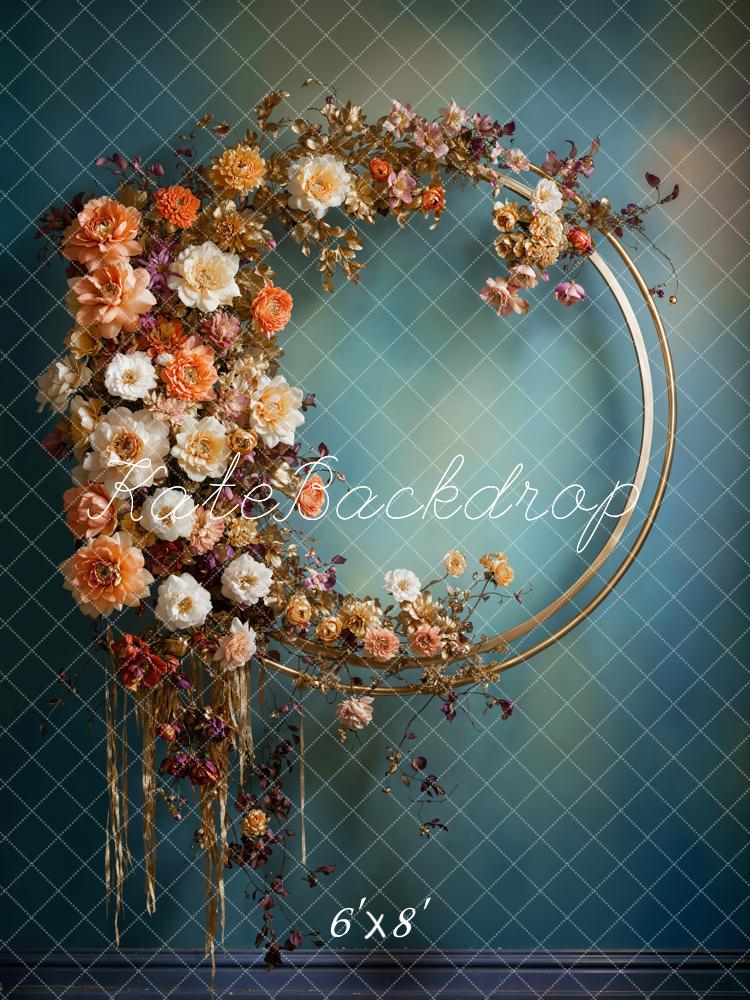 Kate Vintage Bunter Floraler Metallkreis Hintergrund Entworfen von Chain Photography - Kate Backdrop.de