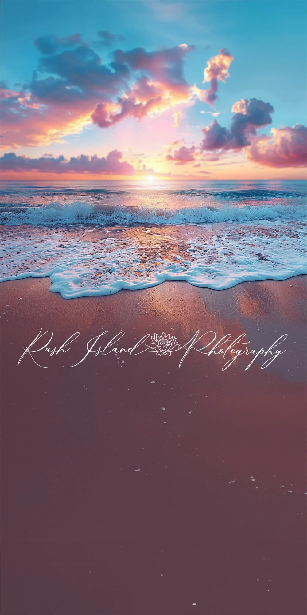 Kate Bunte Wolken und Himmel im Sommermeer Sweep-Hintergrund für Fotografie von Laura Bybee - Kate Backdrop.de