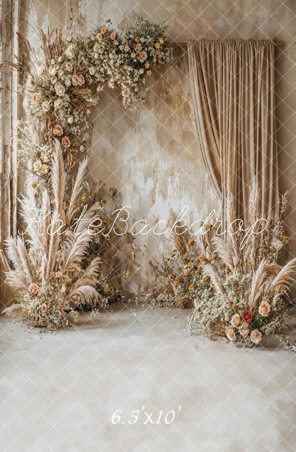 🔥50%OFF-Kate Retro Boho Feine Kunst Blumen Elfenbecin Vorhang Wand Hintergrund - Kate Backdrop.de
