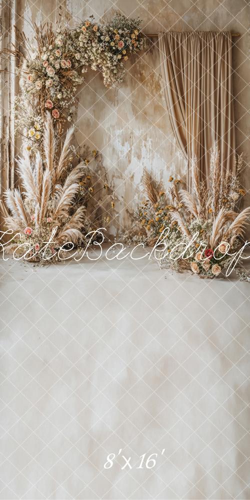 🔥50%OFF-Kate Retro Boho Feine Kunst Blumen Elfenbecin Vorhang Wand Hintergrund - Kate Backdrop.de