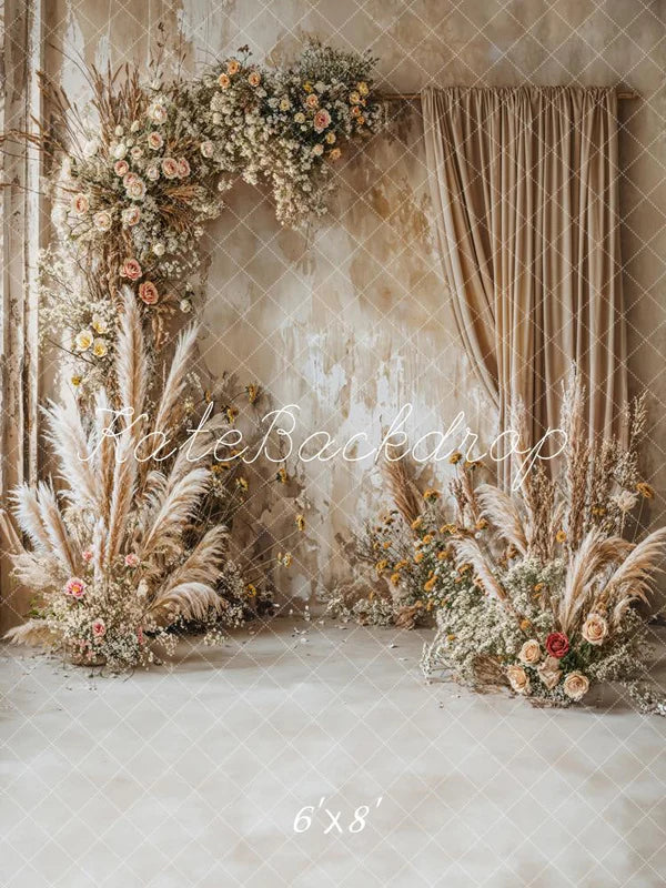 🔥50%OFF-Kate Retro Boho Feine Kunst Blumen Elfenbecin Vorhang Wand Hintergrund - Kate Backdrop.de