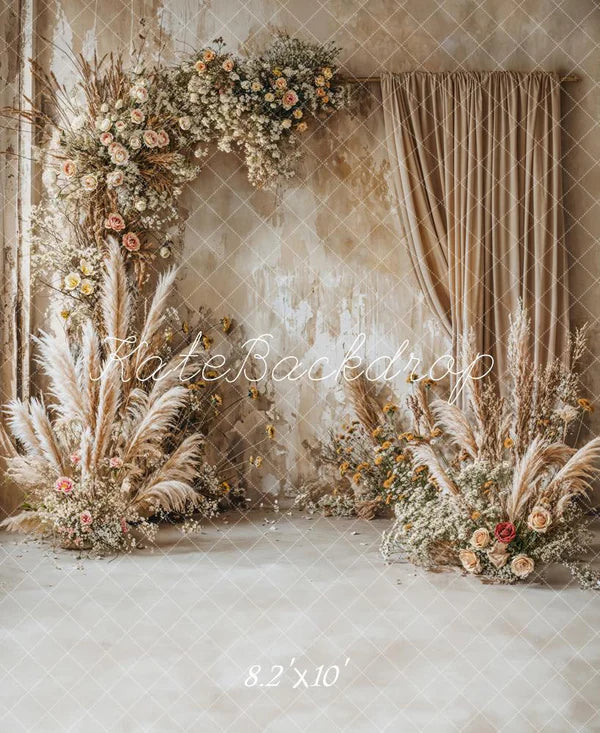 🔥50%OFF-Kate Retro Boho Feine Kunst Blumen Elfenbecin Vorhang Wand Hintergrund - Kate Backdrop.de