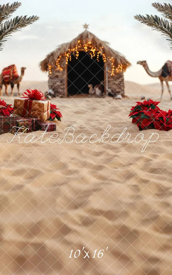 Kate Sweep Weihnachten Wüste Krippe Kamele Kombi-Hintergrund Entworfen von Lidia Redekopp - Kate Backdrop.de