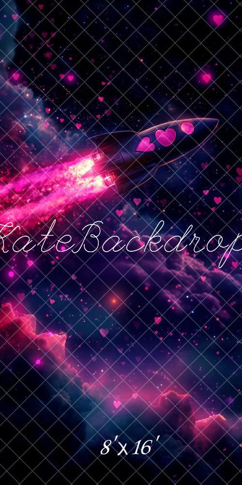 Kate Valentinstag Rakete Herz Raum Galaxie Kombi-Hintergrund von Patty Robert - Kate Backdrop.de
