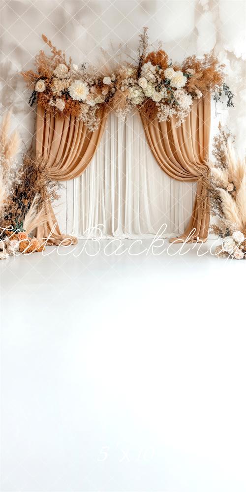 Kate Boho Blumen Vorhänge Beiged Kombi-Hintergrund von Patty Robert - Kate Backdrop.de