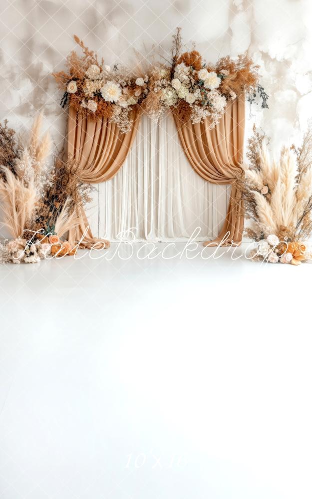 Kate Boho Blumen Vorhänge Beiged Kombi-Hintergrund von Patty Robert - Kate Backdrop.de