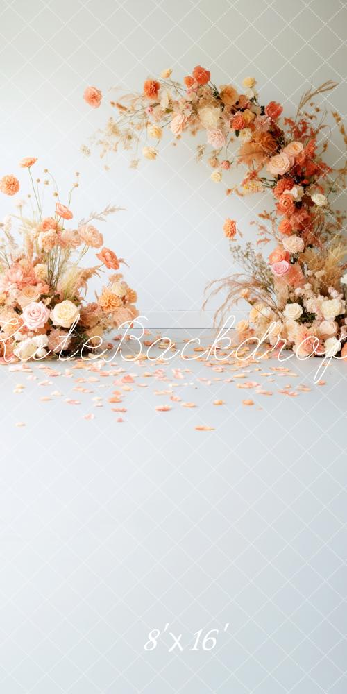 Kate Frühling Blumen Pfirsich Arcch Weiß Kombi-Hintergrund von Patty Robert - Kate Backdrop.de