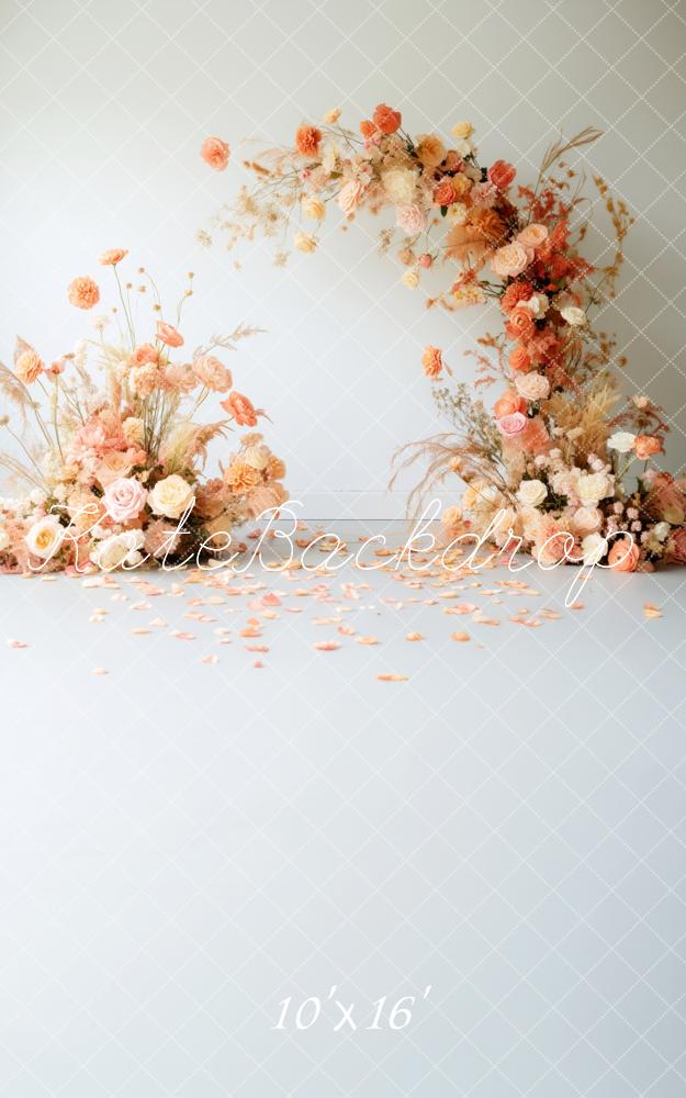 Kate Frühling Blumen Pfirsich Arcch Weiß Kombi-Hintergrund von Patty Robert - Kate Backdrop.de