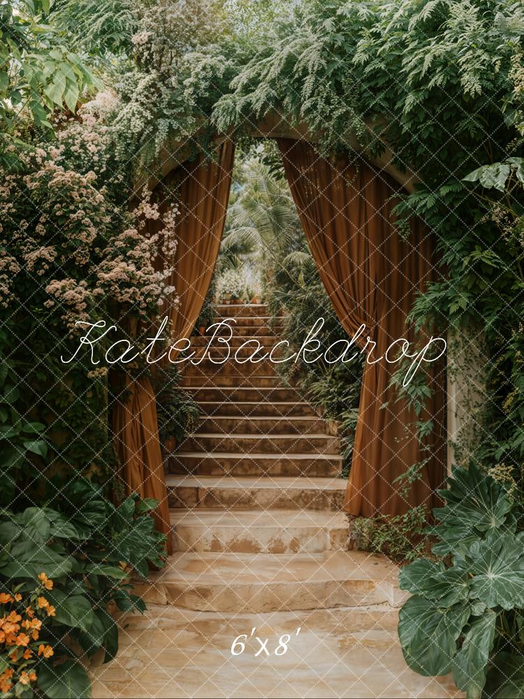 Kate Üppiger Bogen Kaskadentreppe Begrünung Hintergrund Entworfen von Emetselch - Kate Backdrop.de