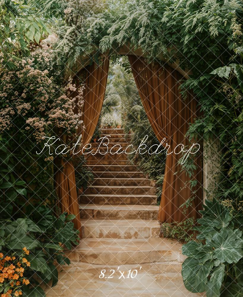 Kate Üppiger Bogen Kaskadentreppe Begrünung Hintergrund Entworfen von Emetselch - Kate Backdrop.de