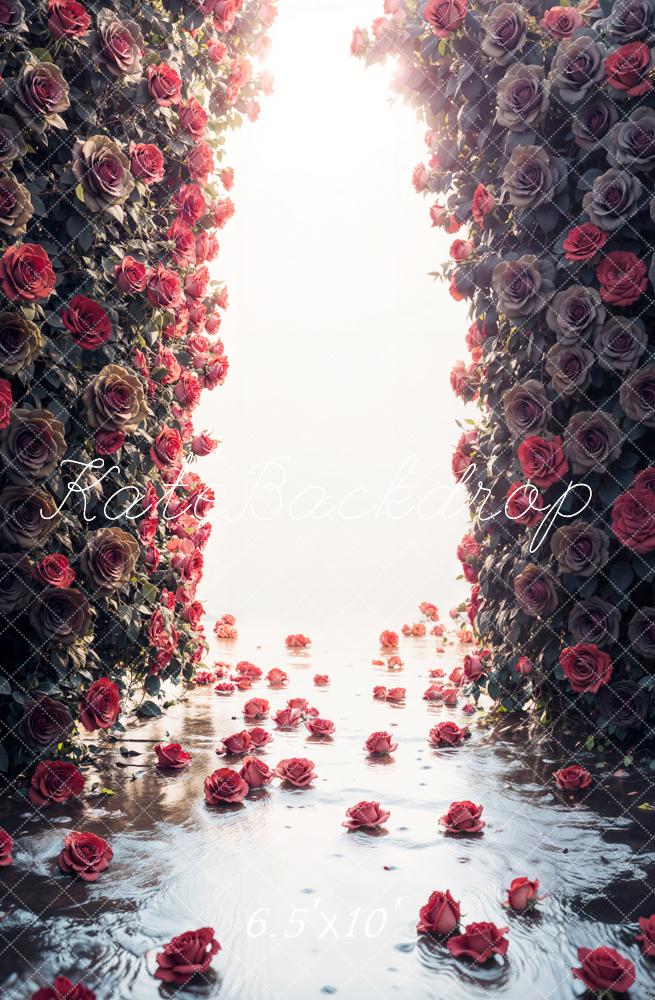 Kate Dunkle Rose Blumenwand Hintergrund Entworfen von Emetselch - Kate Backdrop.de