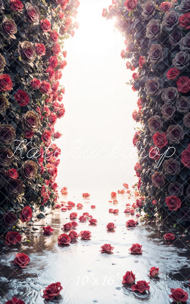 Kate Dunkle Rose Blumenwand Hintergrund Entworfen von Emetselch - Kate Backdrop.de