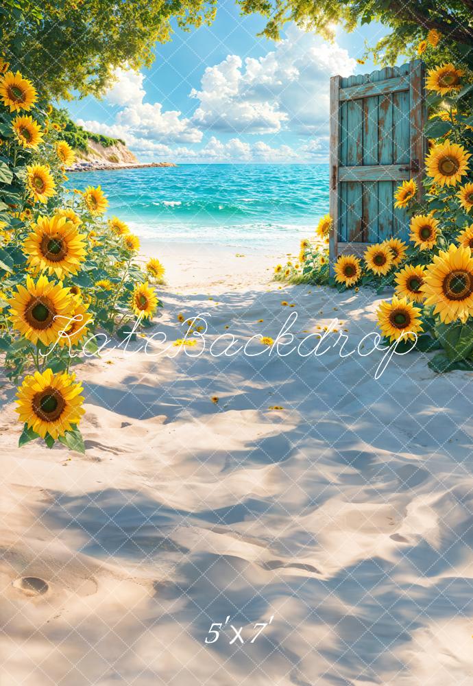 Kate Sommer Strand Sonnenblume Hintergrund Entworfen von Emetselch - Kate Backdrop.de
