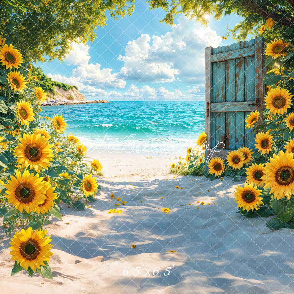 Kate Sommer Strand Sonnenblume Hintergrund Entworfen von Emetselch - Kate Backdrop.de
