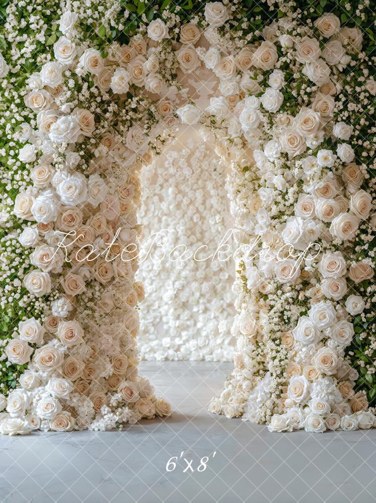 Kate Eleganter Wandbogen mit weißen Blumen Hintergrund Entworfen von Emetselch - Kate Backdrop.de