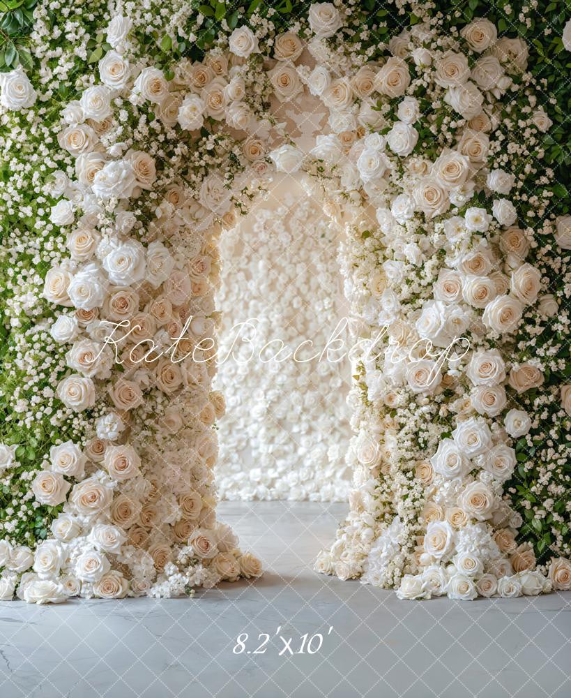 Kate Eleganter Wandbogen mit weißen Blumen Hintergrund Entworfen von Emetselch - Kate Backdrop.de