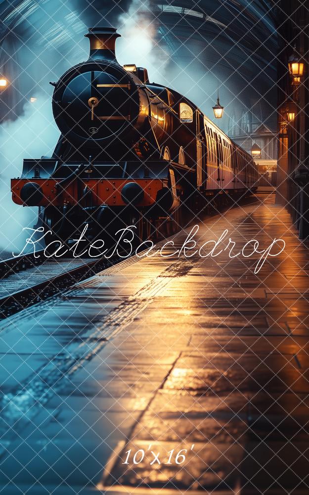 Kate Vintage Dampfeisenbahn Station Kombi-Hintergrund von Patty Robert - Kate Backdrop.de