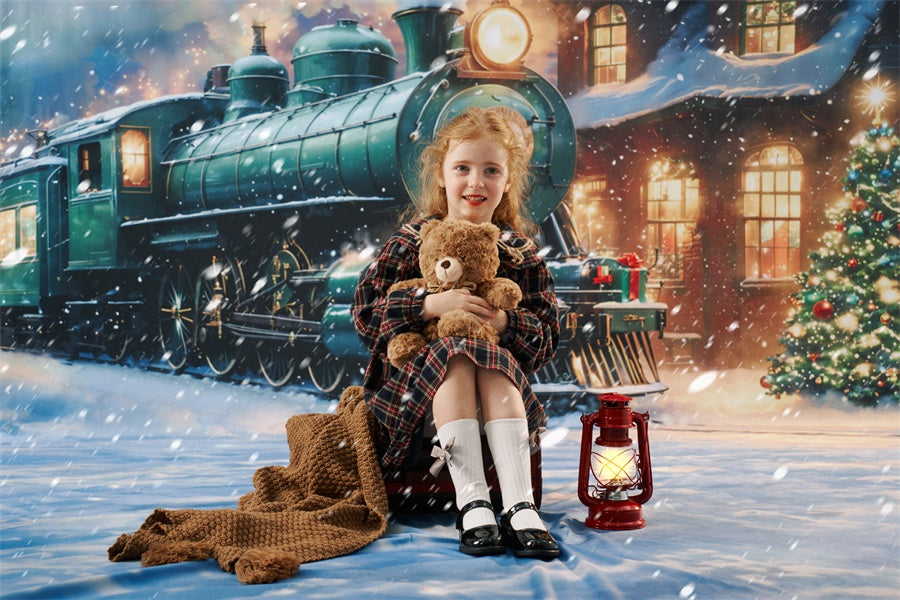 Kate Polar Train Weihnachtszug Schnee Nacht Hintergrund Entworfen von Chain