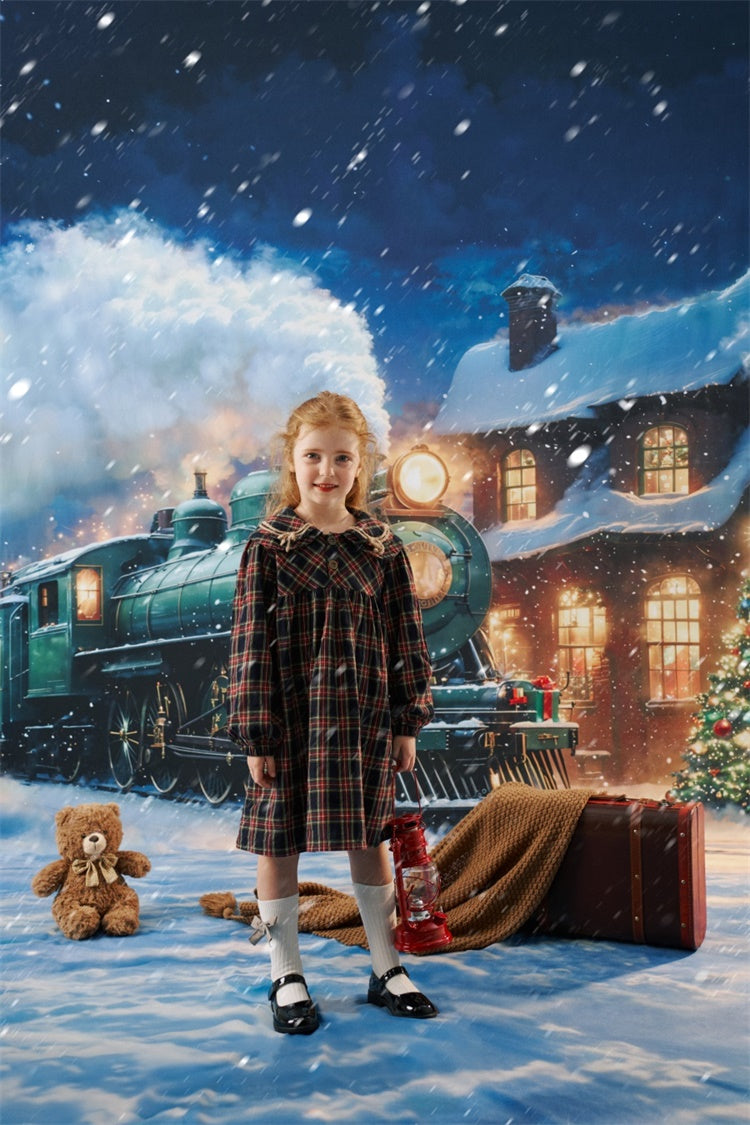 Kate Polar Train Weihnachtszug Schnee Nacht Hintergrund Entworfen von Chain
