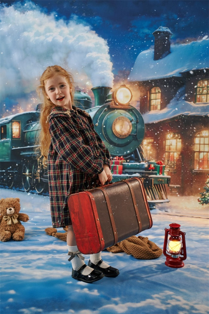 Kate Polar Train Weihnachtszug Schnee Nacht Hintergrund Entworfen von Chain