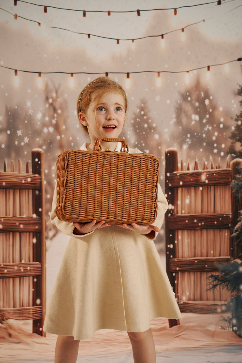 ⚡Blitzangebote-Kate Winter Lichterkette Holztor Schnee Hintergrund Entworfen von Emetselch - Kate Backdrop.de