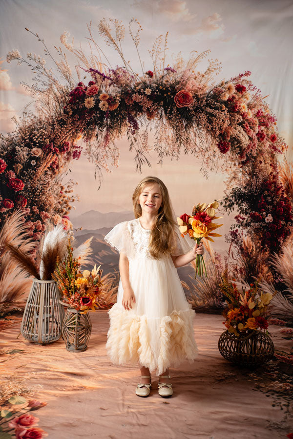 Kate Herbst Hochzeit Blumen Bogen Boho Hintergrund Entworfen von Emetselch
