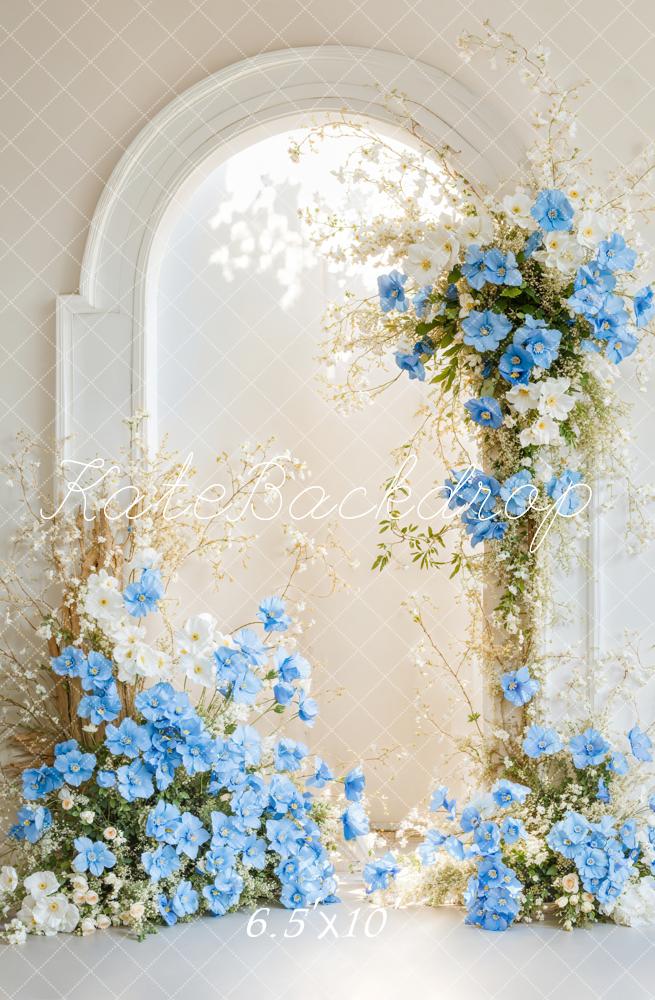 🔥50%OFF-Kate Eleganter Blumenbogen Blau Hintergrund - Kate Backdrop.de