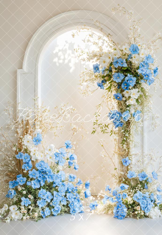 🔥50%OFF-Kate Eleganter Blumenbogen Blau Hintergrund - Kate Backdrop.de