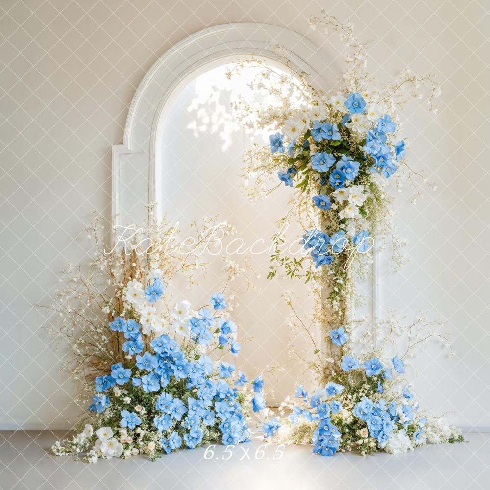 🔥50%OFF-Kate Eleganter Blumenbogen Blau Hintergrund - Kate Backdrop.de