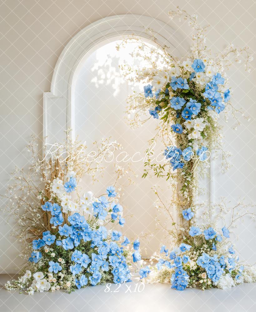 🔥50%OFF-Kate Eleganter Blumenbogen Blau Hintergrund - Kate Backdrop.de
