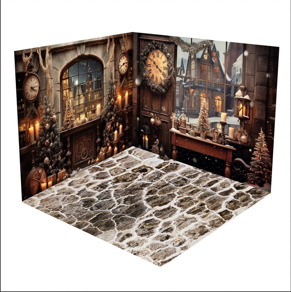 Kate Retro Weihnachten Stein Textur Boden Zimmer Set (8ftx8ft&10ftx8ft&8ftx10ft) - Kate Backdrop.de