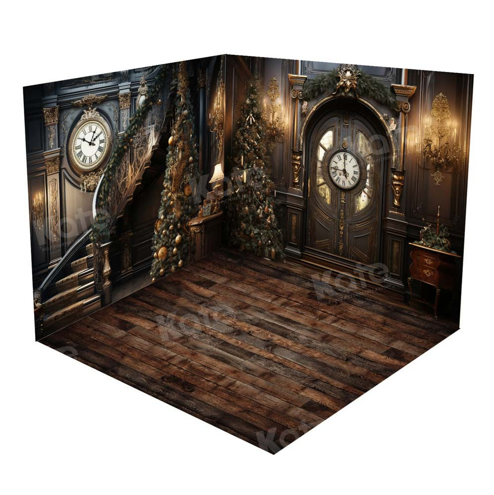 Kate Weihnachtsuhr Retro Zimmer Set (8ftx8ft&10ftx8ft&8ftx10ft) - Kate Backdrop.de