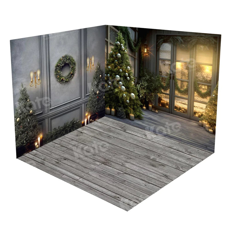 Kate Weihnachten Retro Gray Wand Zimmer Set (8ftx8ft&10ftx8ft&8ftx10ft) - Kate Backdrop.de