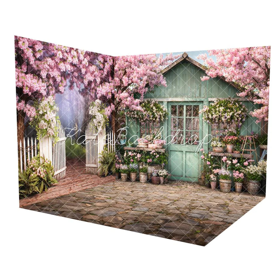 Kate Frühling Blumen Zaun Zimmer Set (8ftx8ft&10ftx8ft&8ftx10ft) - Kate Backdrop.de
