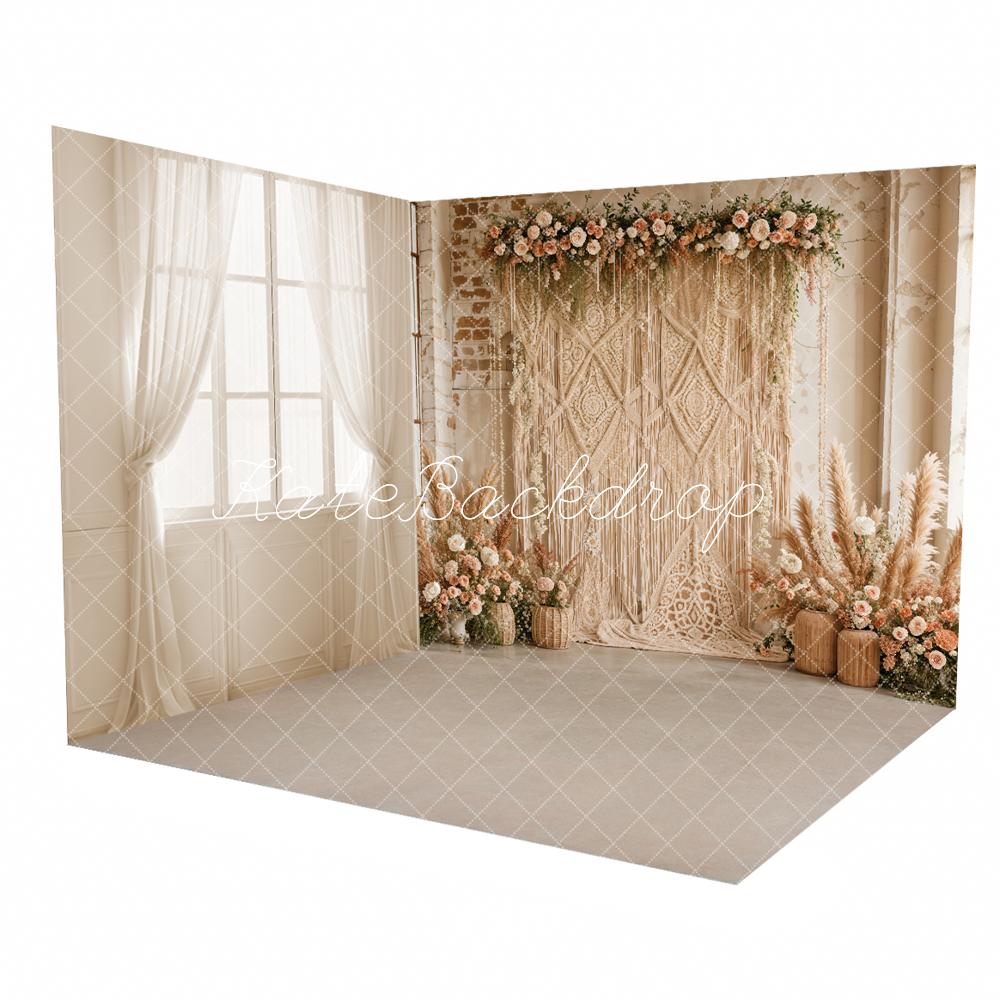 Kate Boho Weißer Vorhang Vintage Fenster Zimmer Set (8ftx8ft&10ftx8ft&8ftx10ft) - Kate Backdrop.de