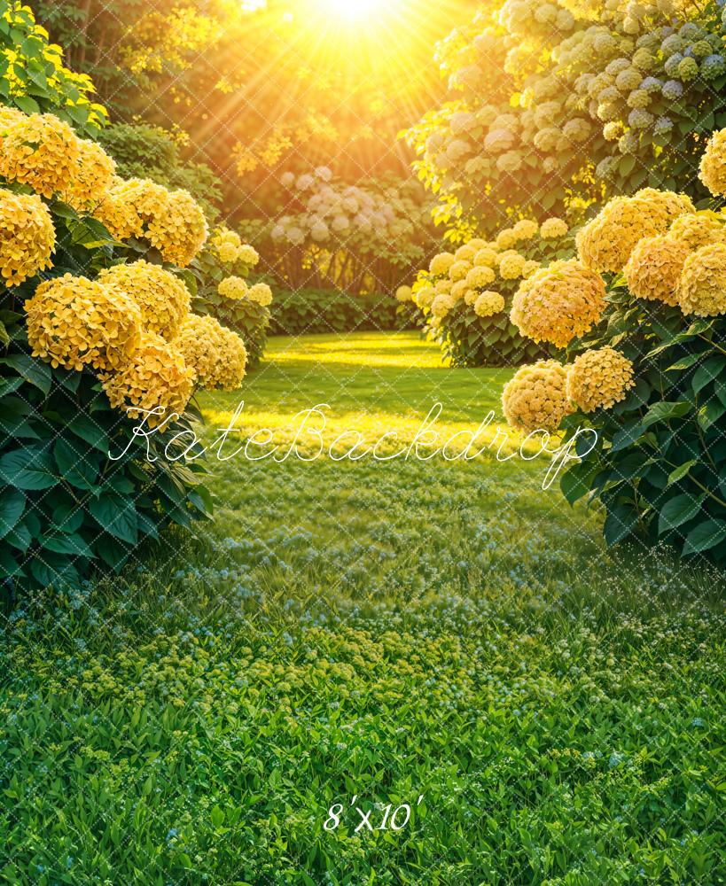 Kate Frühling Sonniger Garten Gelbe Blumen Fleece Hintergrund - Kate Backdrop.de