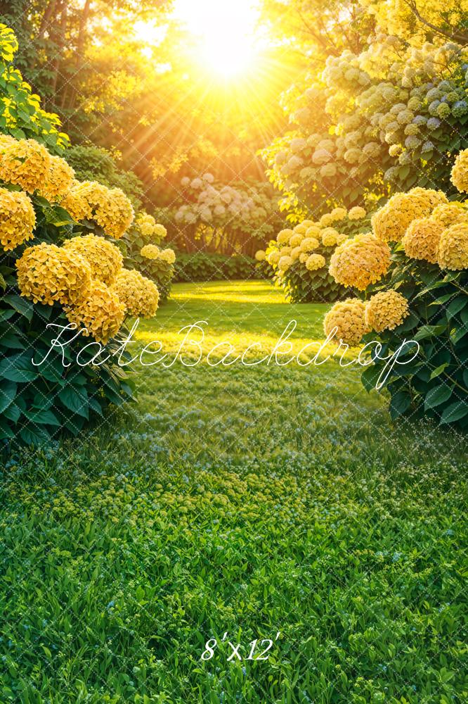 Kate Frühling Sonniger Garten Gelbe Blumen Fleece Hintergrund - Kate Backdrop.de