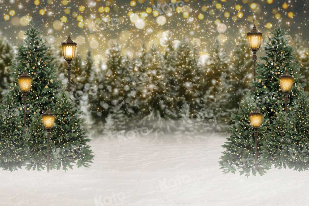 Kate Weihnachten Schneewald Lichter Fleece Hintergrund - Kate Backdrop.de