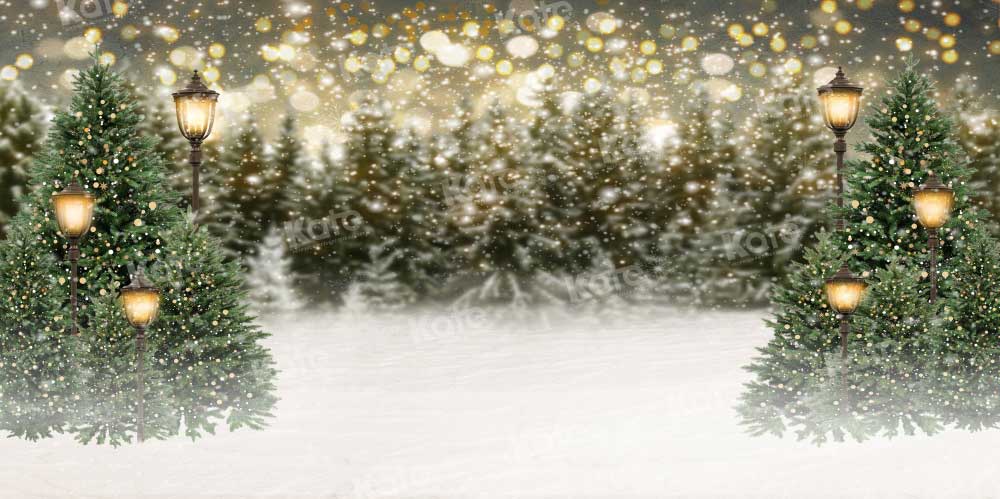Kate Weihnachten Schneewald Lichter Hintergrund für Fotografie - Kate Backdrop.de