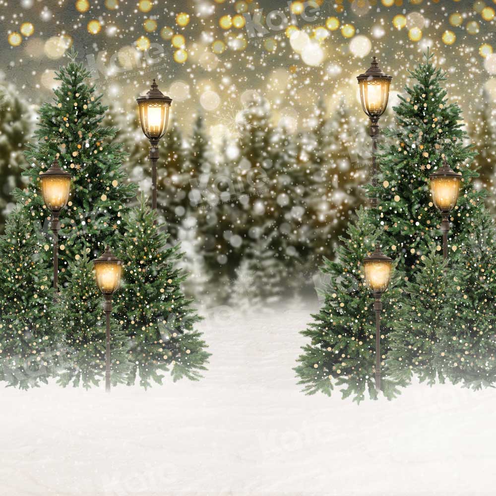 Kate Weihnachten Schneewald Lichter Hintergrund für Fotografie - Kate Backdrop.de