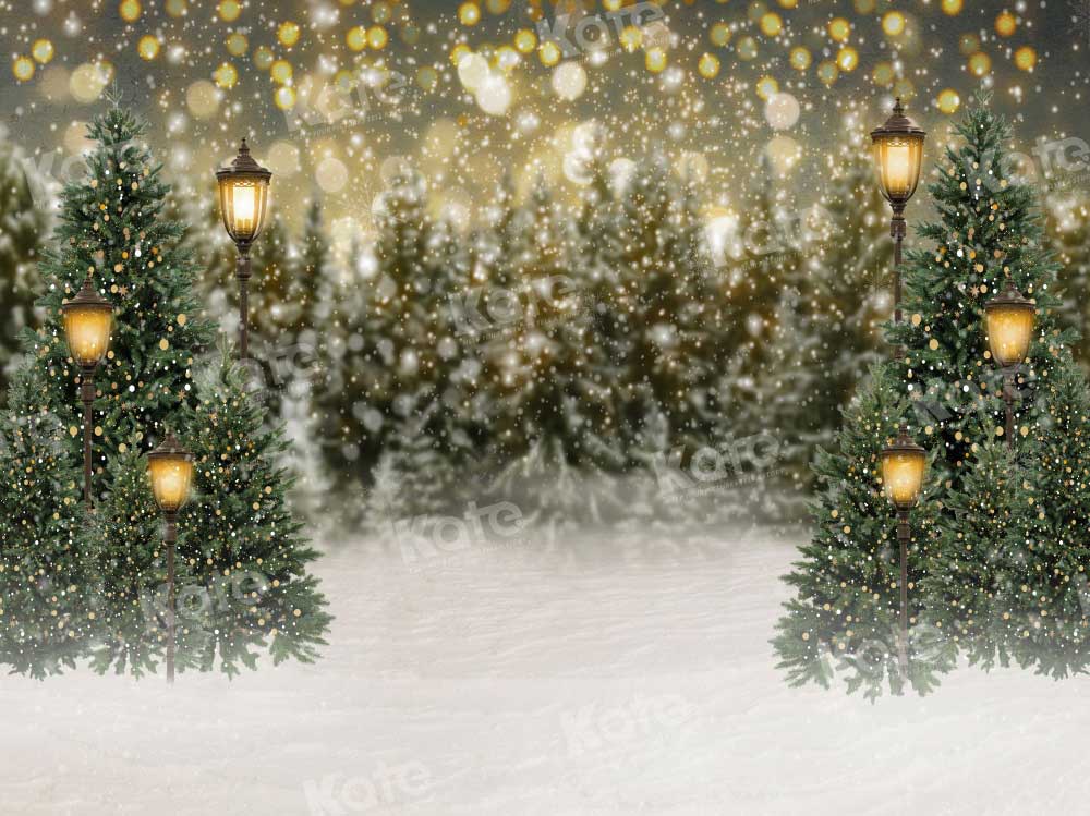 Kate Weihnachten Schneewald Lichter Hintergrund für Fotografie - Kate Backdrop.de