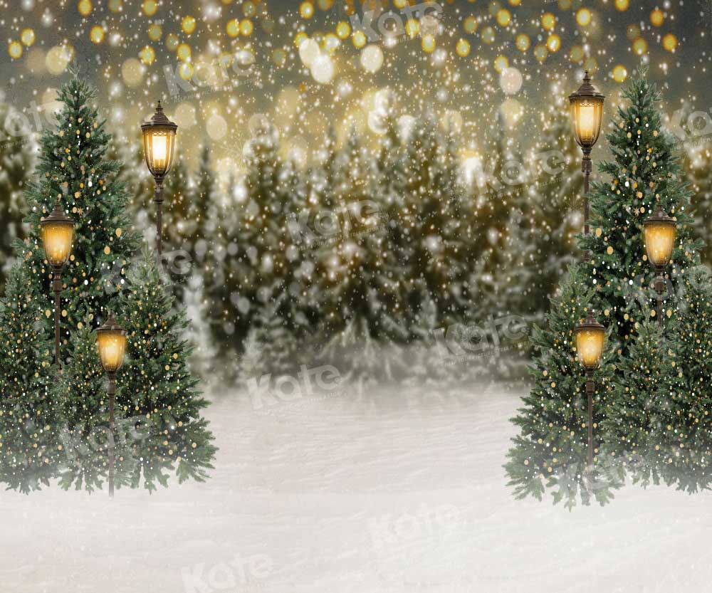 Kate Weihnachten Schneewald Lichter Fleece Hintergrund - Kate Backdrop.de