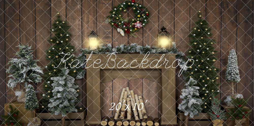 Kate Weihnachten Hintergrund Holz Kranz Kamin von Emetselch - Kate Backdrop.de