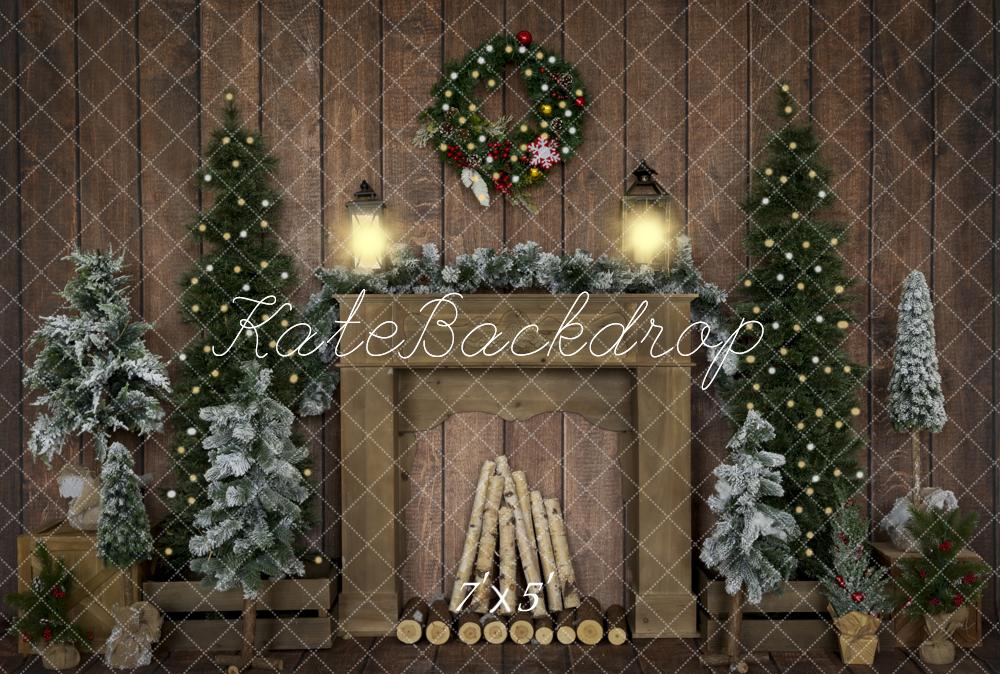 Kate Weihnachten Hintergrund Holz Kranz Kamin von Emetselch - Kate Backdrop.de