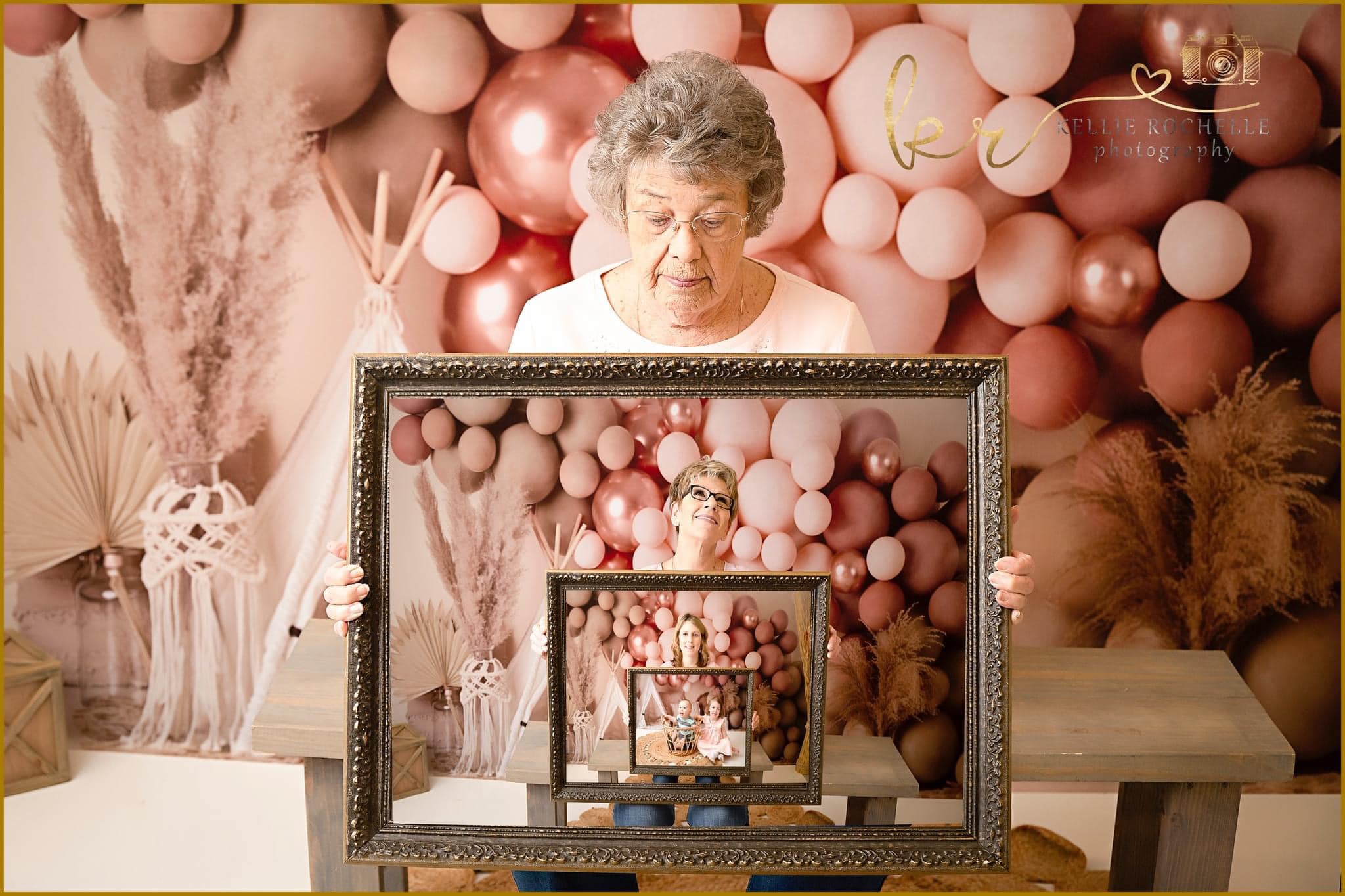 Kate Boho Luftballons Zelt Frühling Mädchen rosa Hintergrund Geburtstag von Mandy Ringe Photography - Kate Backdrop.de
